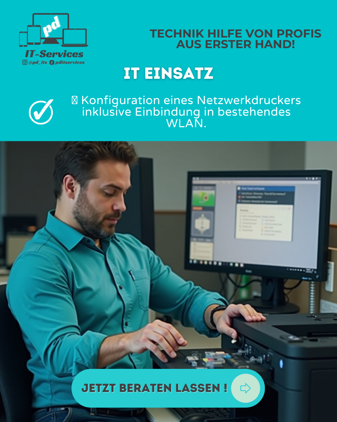 23.06.25 - 🖧 Konfiguration eines Netzwerkdruckers inklusive Einbindung in bestehendes WLAN.
